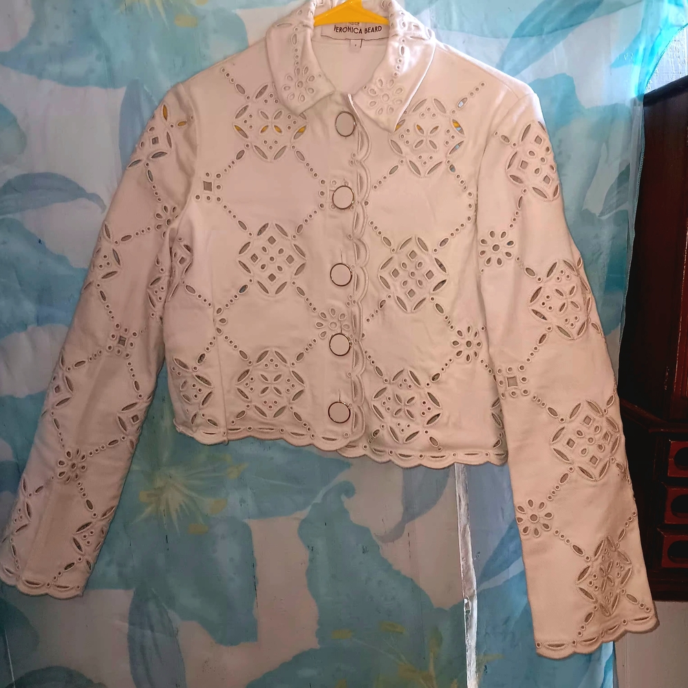 Veronica Beard Cream Eyelet Jacket